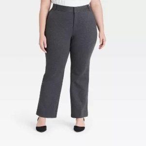 Women's Plus Mid Rise  Stretch Ponte Pants Gray 26W R Bootcut Ankle Mid Rise
